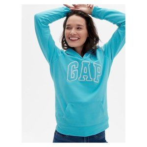 NWT GAP Women XS Pullover Arch Logo Hoodie Sweatshirt Top in Blue Harmony